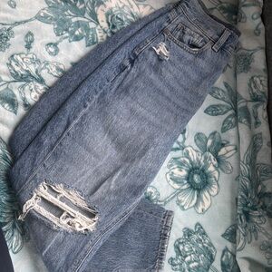 American Eagle Distressed Blue Mom Jeans